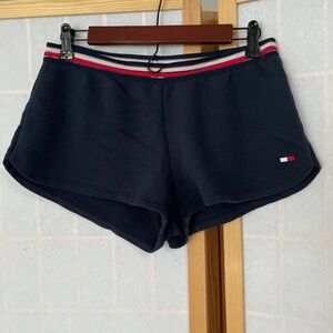 Tommy Hilfiger Women's Athletic Navy Shorts with Red and White Accents